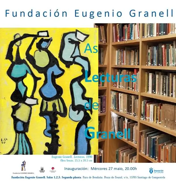 Imagen de libros antiguos y obras de arte surrealistas, representando la conexión entre la literatura y la creación artística de Eugenio Granell.