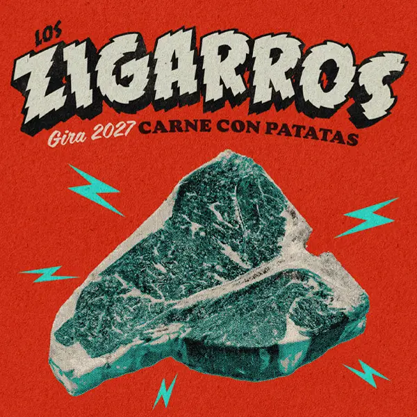 Los Zigarros en concierto, con los miembros de la banda tocando sus instrumentos en un escenario iluminado y lleno de energía.