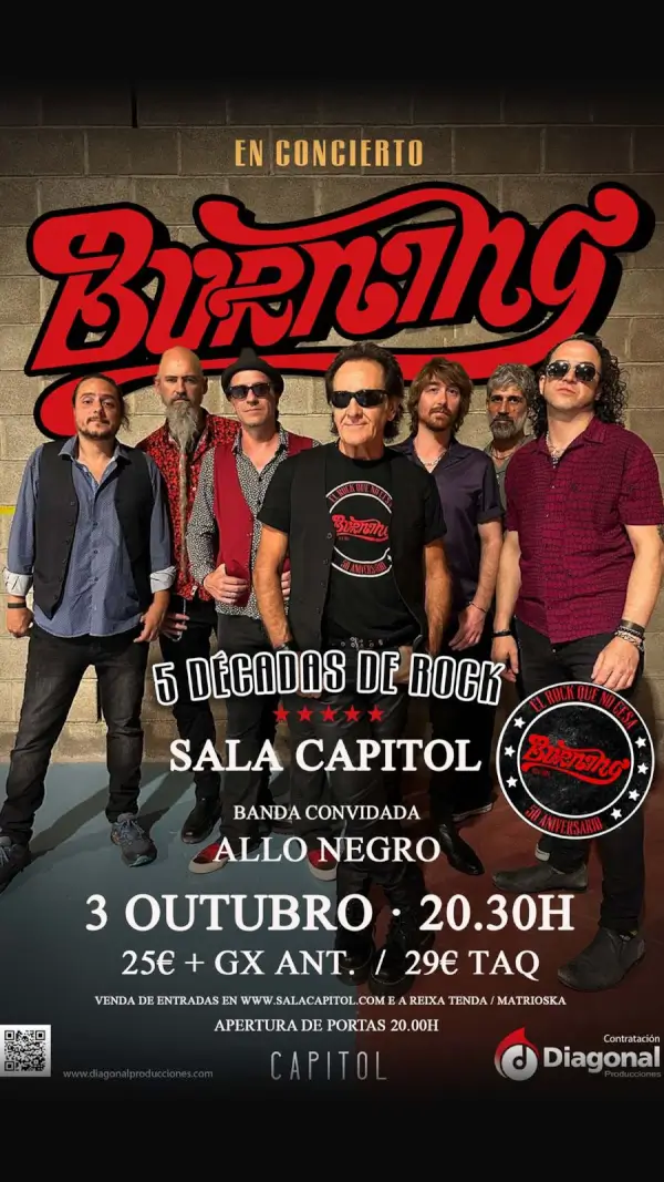 Concierto Burning: 5 Décadas de Rock
