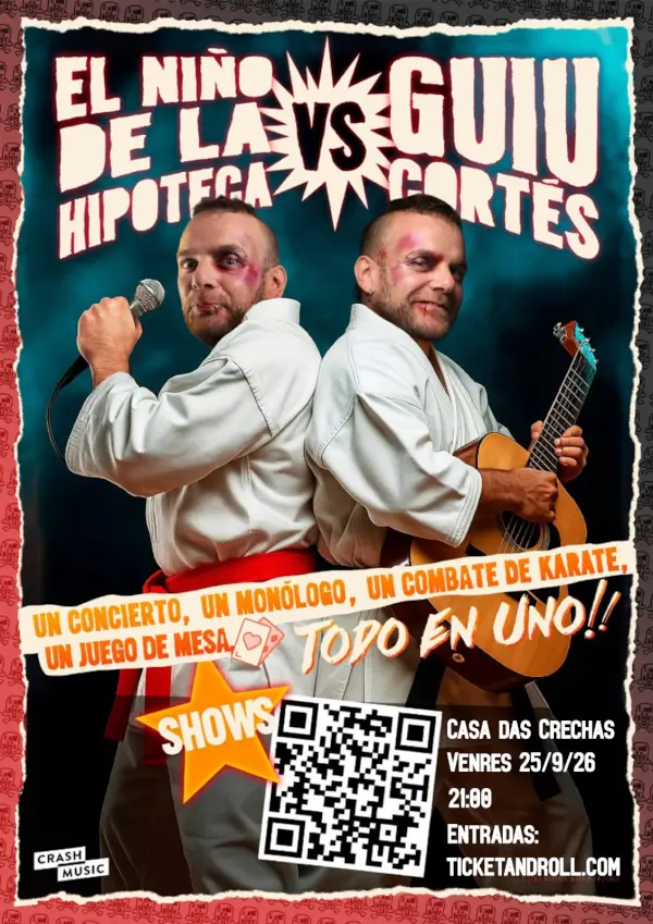 El Niño de la Hipoteca vs Guiu Cortés: Un concierto, un monólogo, un juego de mesa