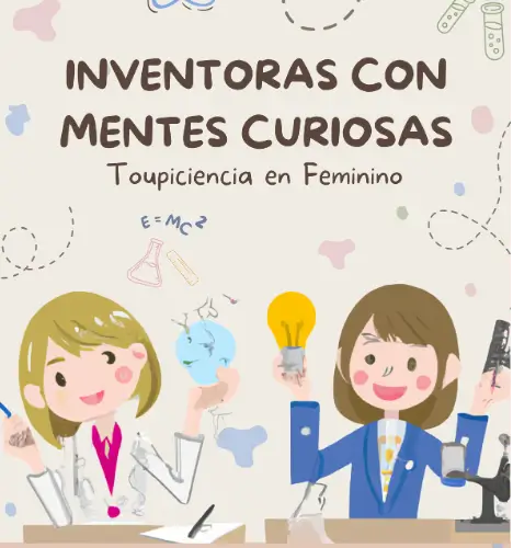Niños y niñas interactuando en un espectáculo didáctico sobre inventoras y ciencia.