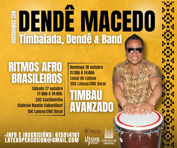 Obradoiro Ritmos Afro Brasileiros con Dendê Macedo