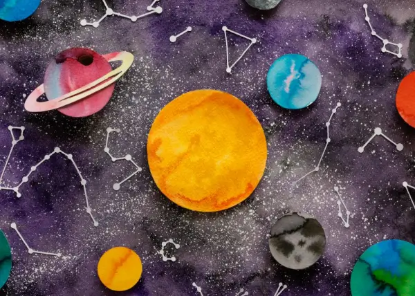 Niños observando un planisferio celeste y aprendiendo sobre astronomía en un taller en la biblioteca.